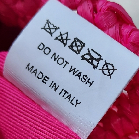 Caterina Bertini Fuschia Pink Looped Raffia Chain  Bag Purse Handbag Crossbody - Picture 9 of 12